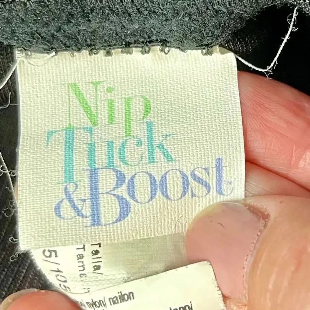 Nip Tuck & Boost Vintage Black Mid-thigh Cupped Bodysuit Shape-wear 42C